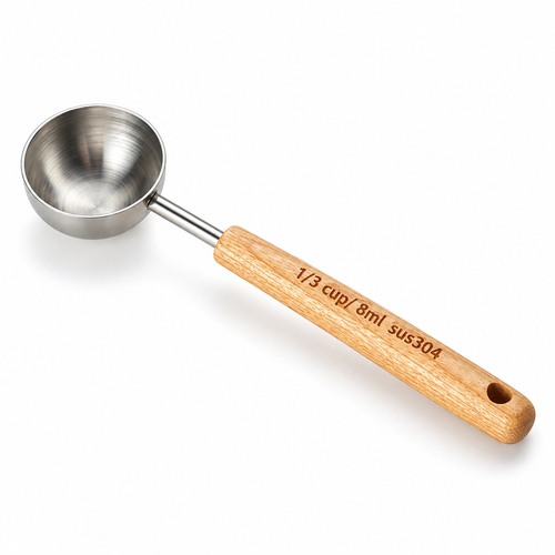 Stainless Steel Measuring Scoop with Beechwood Handle